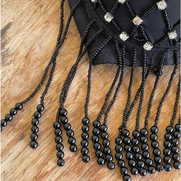 SOLD-SEXY FESTIVAL BRA TOP Embellished Beads & Crystal Fringed Adjustable Straps - Picture 5 of 10